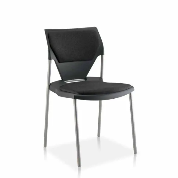 Chaise 4 pieds Ioko - polypropylène - placet d'assise et de dossier tissu - piétement époxy - empilable - lot de 4