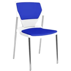 Chaise 4 pieds Ioko - polypropylène - placet d'assise et de dossier tissu - piétement chrome - empilable - lot de 4