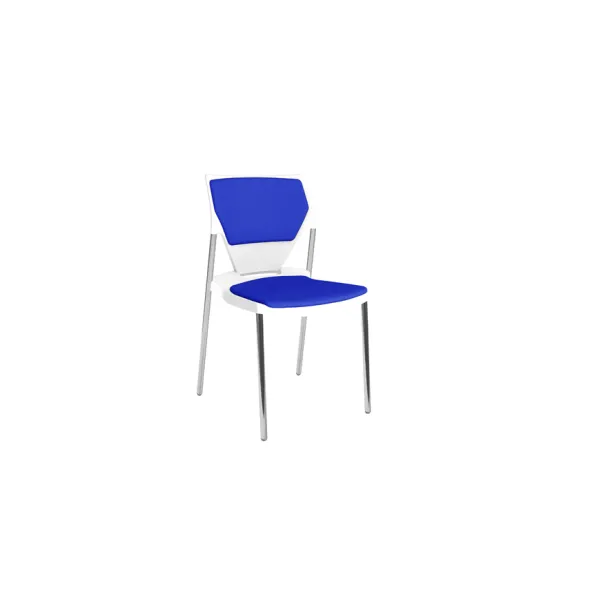 Chaise 4 pieds Ioko - polypropylène - placet d'assise et de dossier tissu - piétement chrome - empilable - lot de 4