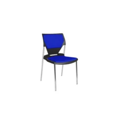 Chaise 4 pieds Ioko - polypropylène - placet d'assise et de dossier tissu - piétement chrome - empilable - lot de 4