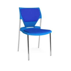 Chaise 4 pieds Ioko - polypropylène - placet d'assise et de dossier tissu - piétement chrome - empilable - lot de 4