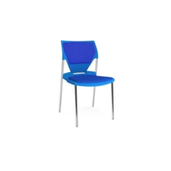 Chaise 4 pieds Ioko - polypropylène - placet d'assise et de dossier tissu - piétement chrome - empilable - lot de 4