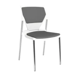 Chaise 4 pieds Ioko - polypropylène - placet d'assise et de dossier tissu - piétement chrome - empilable - lot de 4