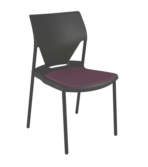 Chaise 4 pieds Ioko - polypropylène - placet d'assise textile enduit - piétement époxy - empilable - lot de 4