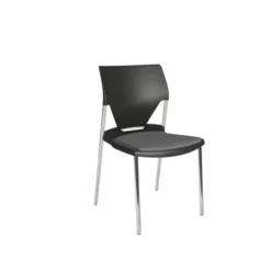 Chaise 4 pieds Ioko - polypropylène - placet d'assise tissu - pieds chrome - empil. et accro. - lot de 4