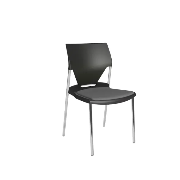 Chaise 4 pieds Ioko - polypropylène - placet d'assise tissu - pieds chrome - empil. et accro. - lot de 4