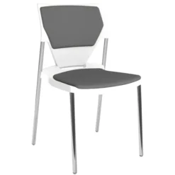 Chaise 4 pieds Ioko - polypropylène - placet d'assise et dossier tissu - pieds chrome - empil. et accro. - lot de 4