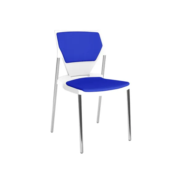 Chaise 4 pieds Ioko - polypropylène - placet d'assise et dossier tissu - pieds chrome - empil. et accro. - lot de 4
