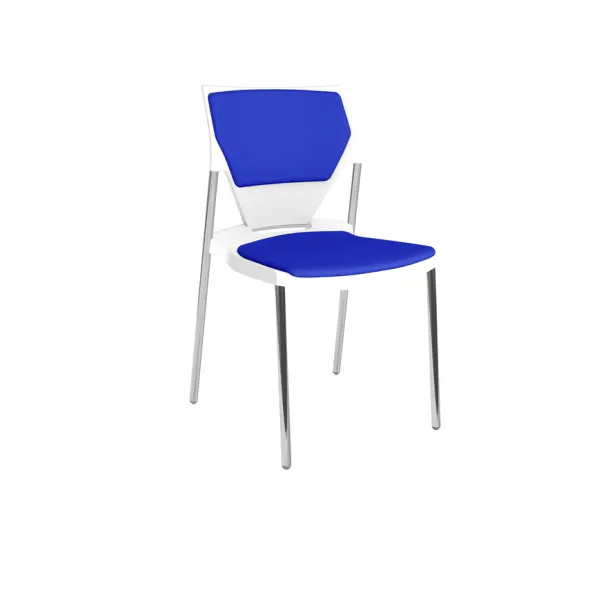 Chaise 4 pieds Ioko - polypropylène - placet d'assise et dossier tissu - pieds chrome - empil. et accro. - lot de 4