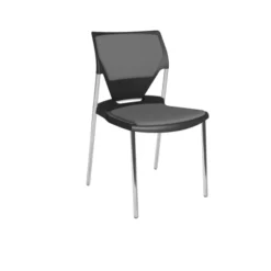 Chaise 4 pieds Ioko - polypropylène - placet d'assise et dossier tissu - pieds chrome - empil. et accro. - lot de 4