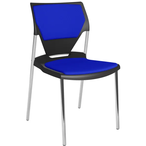 Chaise 4 pieds Ioko - polypropylène - placet d'assise et dossier tissu - pieds chrome - empil. et accro. - lot de 4