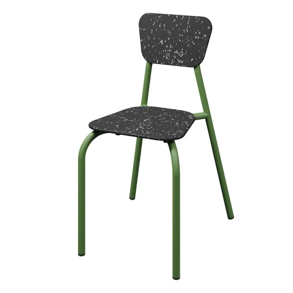 Chaise 4 pieds Mahaut - PEHD 100 % recyclé - piétement époxy - empilable - lot de 2