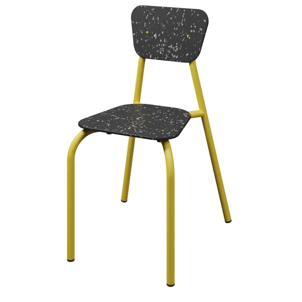 Chaise 4 pieds Mahaut - PEHD 100 % recyclé - piétement époxy - empilable - lot de 2