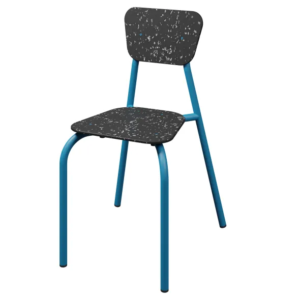 Chaise 4 pieds Mahaut - PEHD 100 % recyclé - piétement époxy - empilable - lot de 2