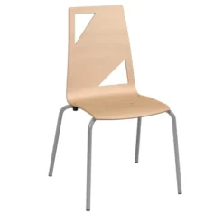 Chaise 4 pieds Moda - coque bois - piètement acier époxy