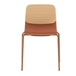 Chaise 4 pieds époxy Klik - assise polypropylène - dossier chêne
