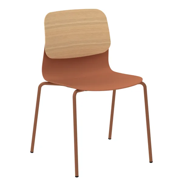 Chaise 4 pieds époxy Klik - assise polypropylène - dossier chêne