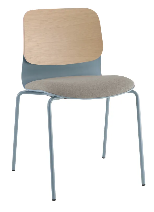 Chaise 4 pieds époxy Klik - assise tissu - dossier chêne