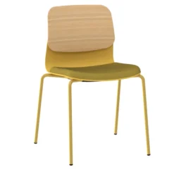 Chaise 4 pieds époxy Klik - assise tissu - dossier chêne