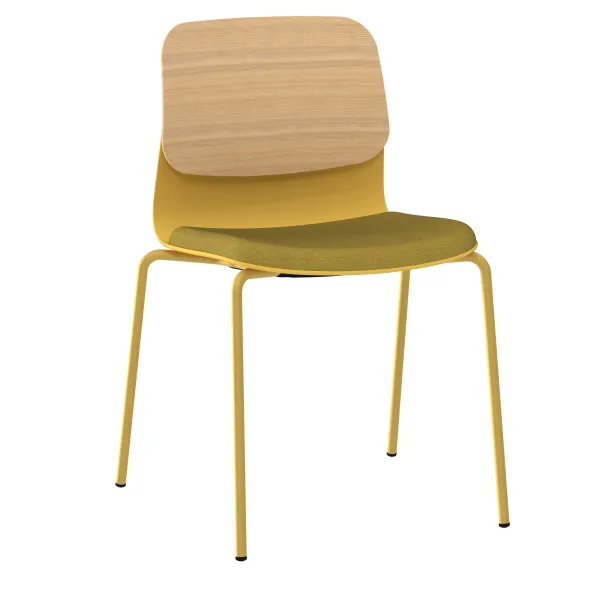 Chaise 4 pieds époxy Klik - assise tissu - dossier chêne