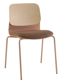 Chaise 4 pieds époxy Klik - assise tissu - dossier chêne