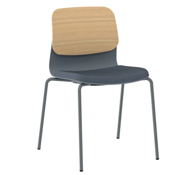 Chaise 4 pieds époxy Klik - assise textile enduit - dossier