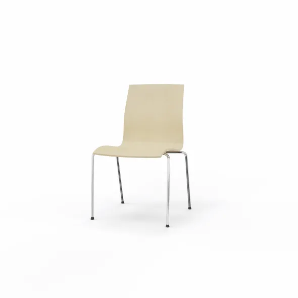 Chaise 4 pieds Trio Evolution - coque multipli hêtre - piétement chrome - empilable