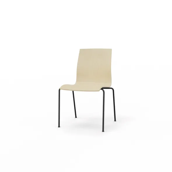 Chaise 4 pieds Trio Evolution - coque multipli hêtre - piétement époxy empilable