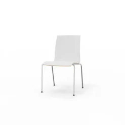 Chaise 4 pieds Trio Evolution - coque stratifié blanc - piétement chrome - empilable