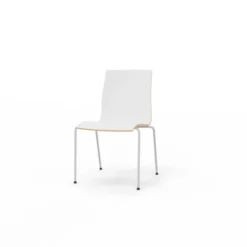 Chaise 4 pieds Trio Evolution - coque stratifié blanc - piétement époxy - empilable