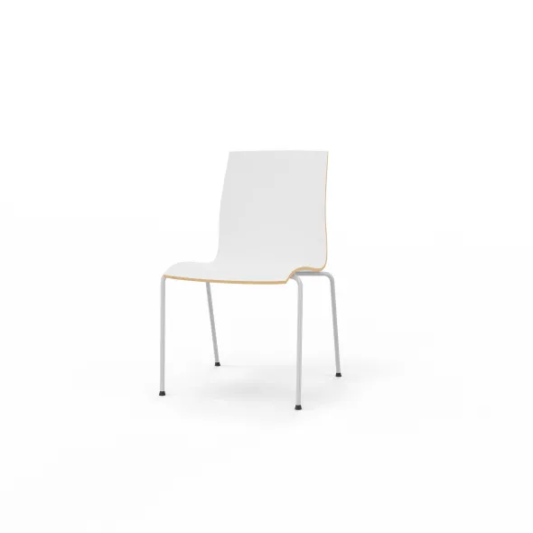 Chaise 4 pieds Trio Evolution - coque stratifié blanc - piétement époxy - empilable