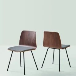 Chaise 4 pieds Varya - coque bois avec placet d'assise tissu - piétement métallique - empilable