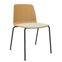 Chaise 4 pieds Varya - coque bois avec placet d'assise tissu - piétement métallique - empilable