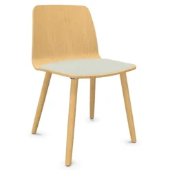 Chaise 4 pieds Varya - coque bois avec placet d'assise textile enduit - piétement bois - empilable