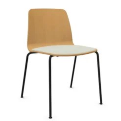 Chaise 4 pieds Varya - coque bois avec placet d'assise textile enduit - piétement métallique - empilable