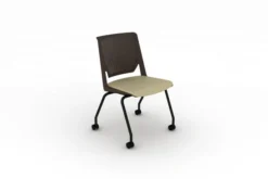 Chaise 4 pieds Véry - assise cuir - dossier polypropylène - piétement époxy sur roulettes