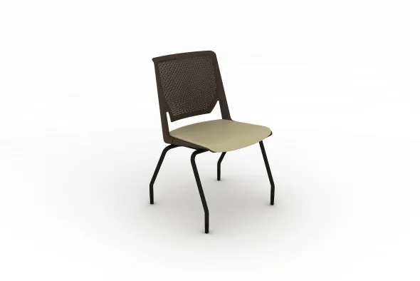 Chaise 4 pieds Véry - assise cuir - dossier polypropylène - piétement époxy