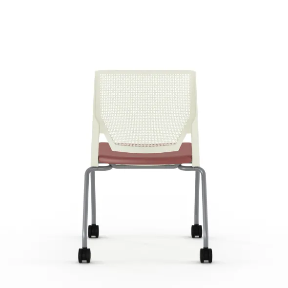Chaise 4 pieds Véry - assise textile enduit - dossier polypropylène - piétement époxy sur roulettes
