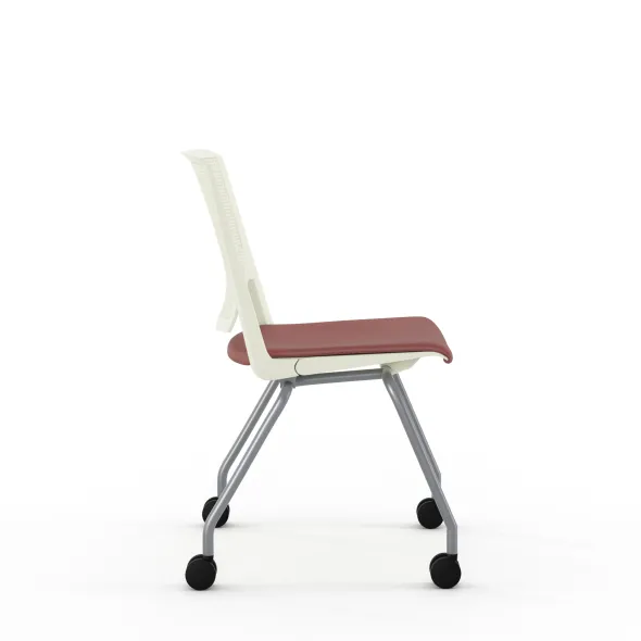 Chaise 4 pieds Véry - assise textile enduit - dossier polypropylène - piétement époxy sur roulettes
