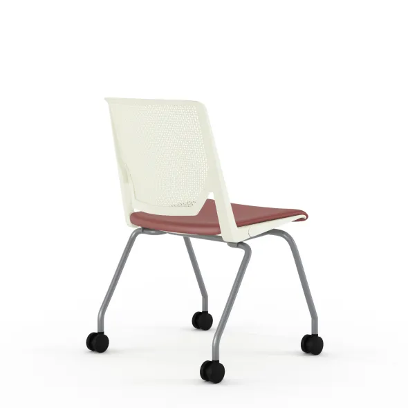 Chaise 4 pieds Véry - assise textile enduit - dossier polypropylène - piétement époxy sur roulettes