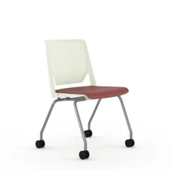 Chaise 4 pieds Véry - assise textile enduit - dossier polypropylène - piétement époxy sur roulettes