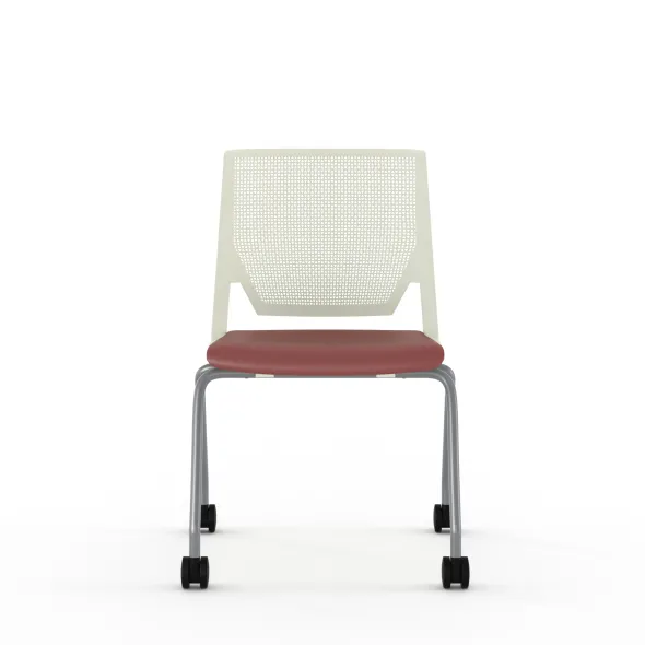 Chaise 4 pieds Véry - assise textile enduit - dossier polypropylène - piétement époxy sur roulettes