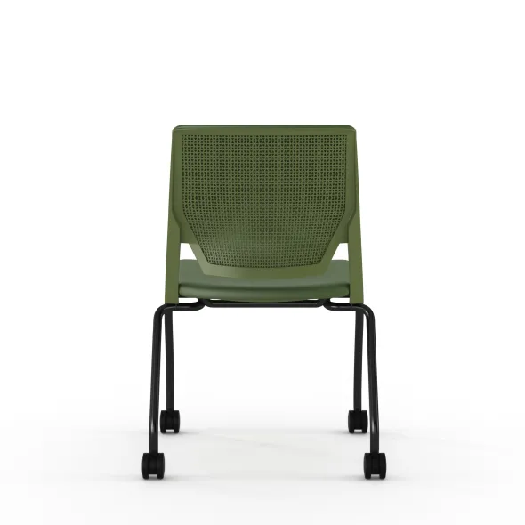 Chaise 4 pieds Véry - textile enduit - piétement époxy sur roulettes