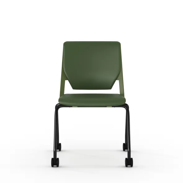Chaise 4 pieds Véry - textile enduit - piétement époxy sur roulettes