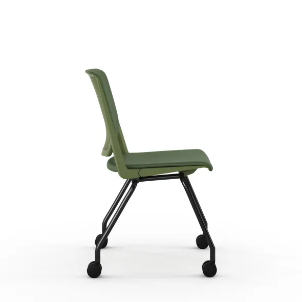 Chaise 4 pieds Véry - textile enduit - piétement époxy sur roulettes