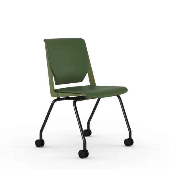 Chaise 4 pieds Véry - textile enduit - piétement époxy sur roulettes