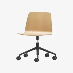 Chaise piétement sur roulettes Varya - coque bois - piétement métallique