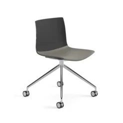 Chaise piétement sur roulettes Catifa - coque polypropylène avec placet d'assise textile enduit - piétement métallique