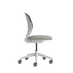 Chaise pivotante Cobi - structure et piétement blanc - tissu et résille - piétement sur roulettes