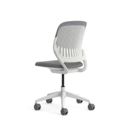 Chaise pivotante Cobi - structure et piétement blanc - tissu et résille - piétement sur roulettes